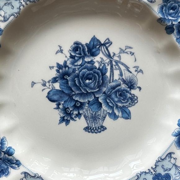 Palate and Plate Modern Transferware Bread Plate Blue Floral - Picture 2 of 3